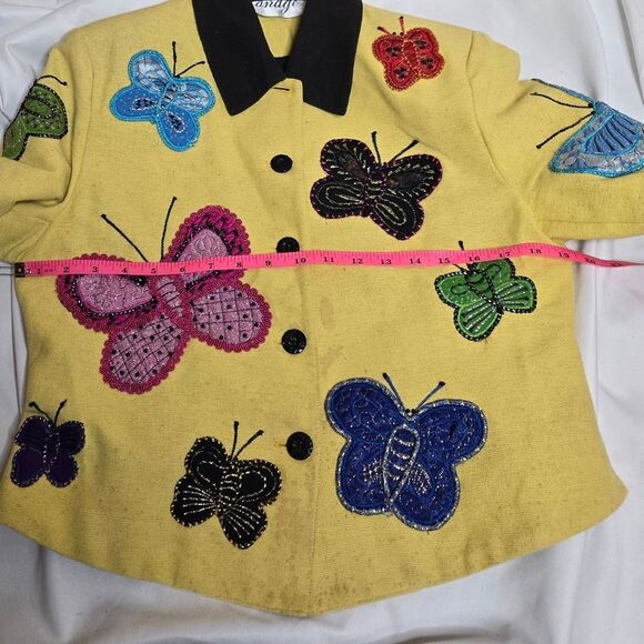 VINTAGE Anage butterfly applique button up collared clowncore jacket blazer S - Picture 10 of 11